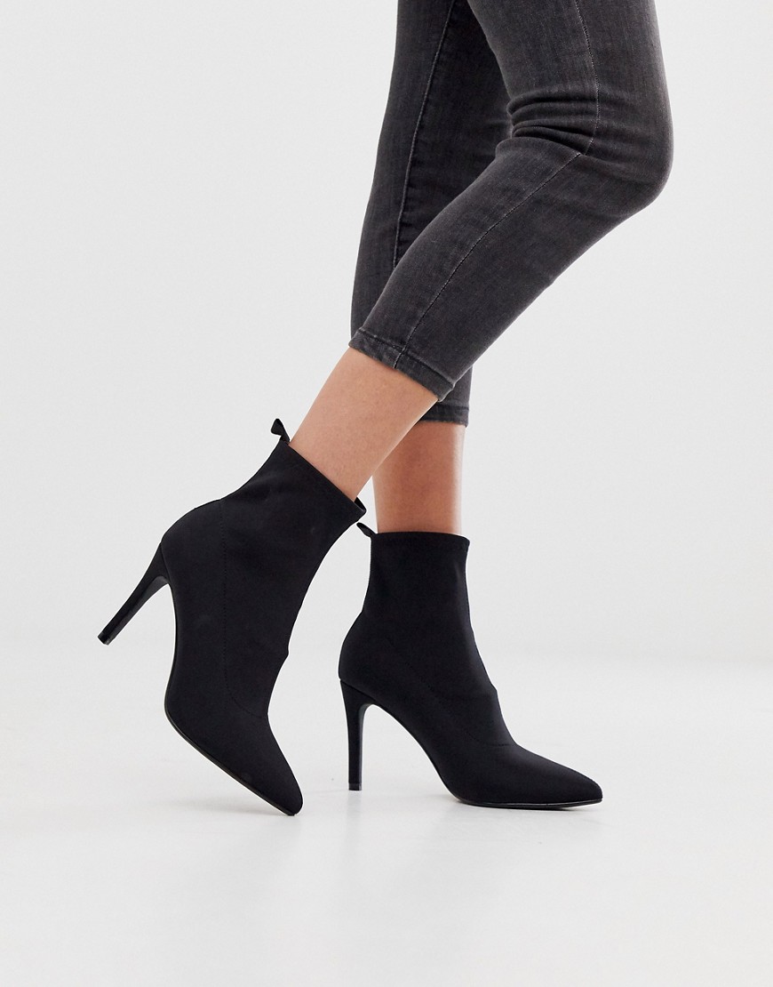 Glamorous black stiletto heel sock boots