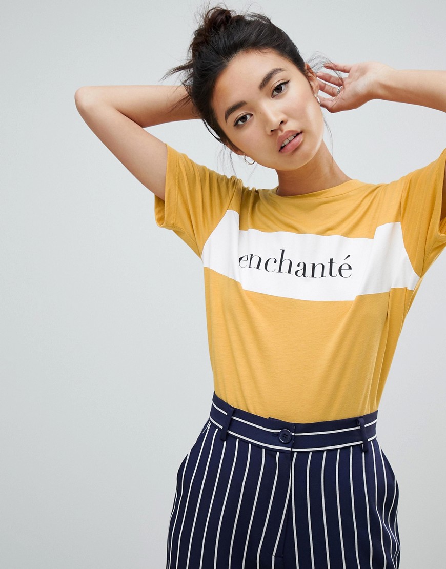Neon Rose relaxed t-shirt with enchante print - Mustard