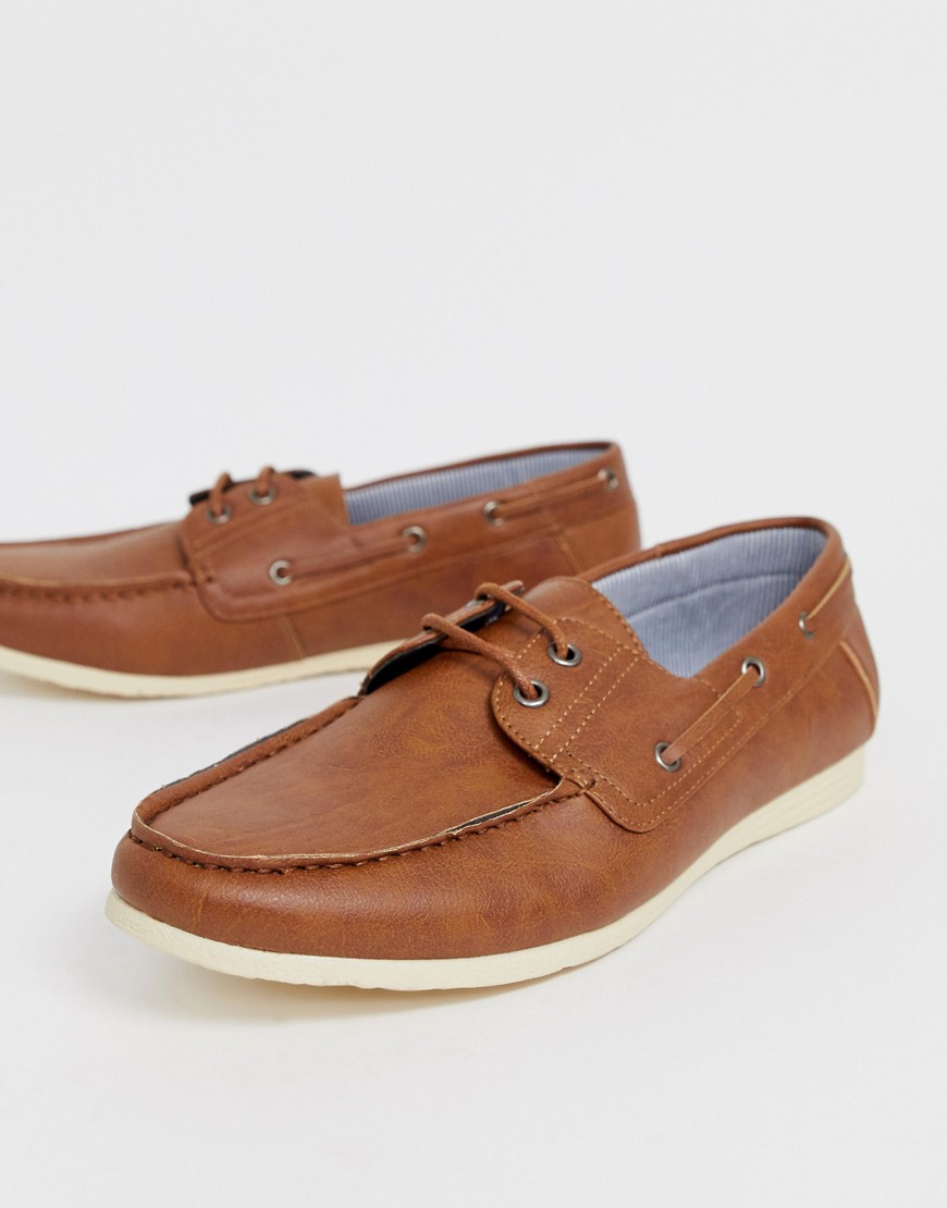 New Look faux leather boat shoes in tan