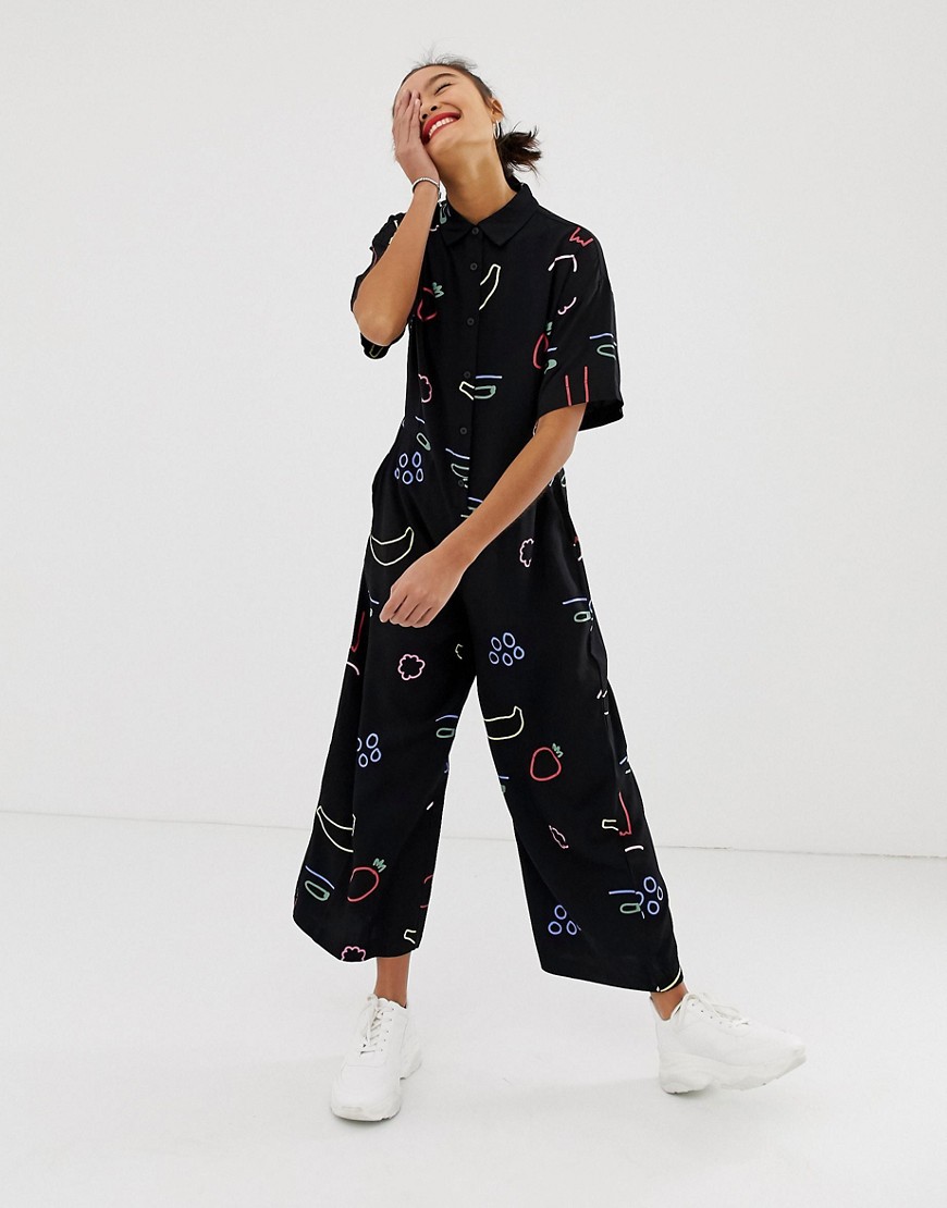 Lazy Oaf relaxed jumpsuit in fruit print