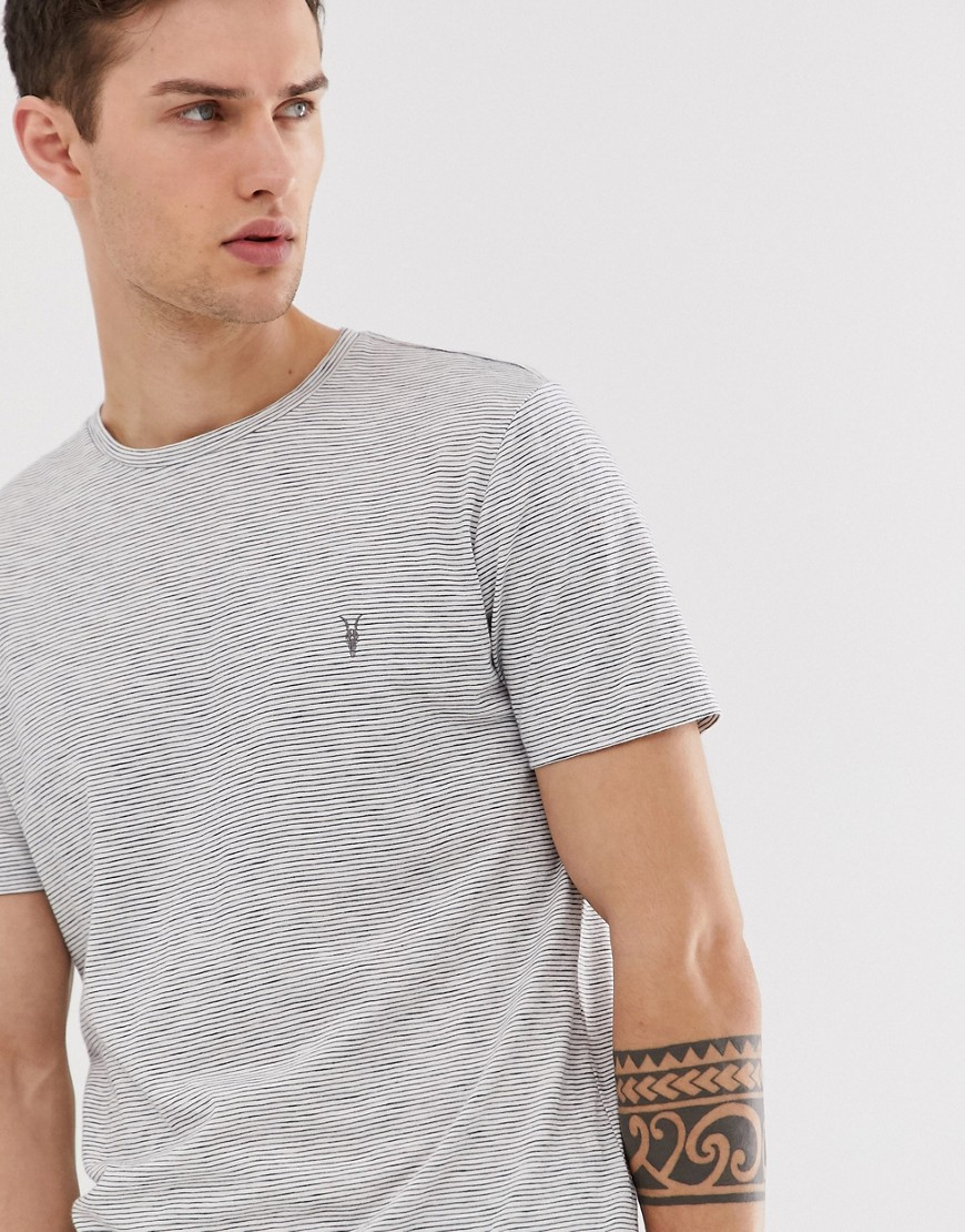 AllSaints t-shirt with fine stripe in black and white