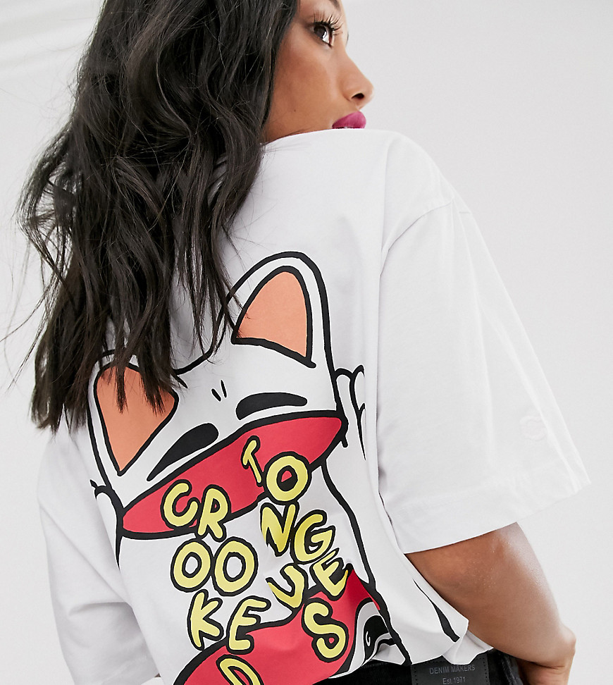 Crooked Tongues oversized t-shirt with cat back print