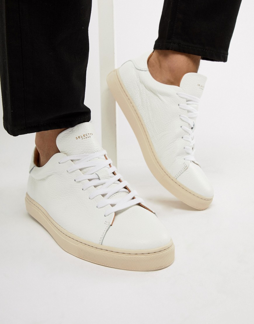 Selected Homme Premium Trainer With Off White Sole - White