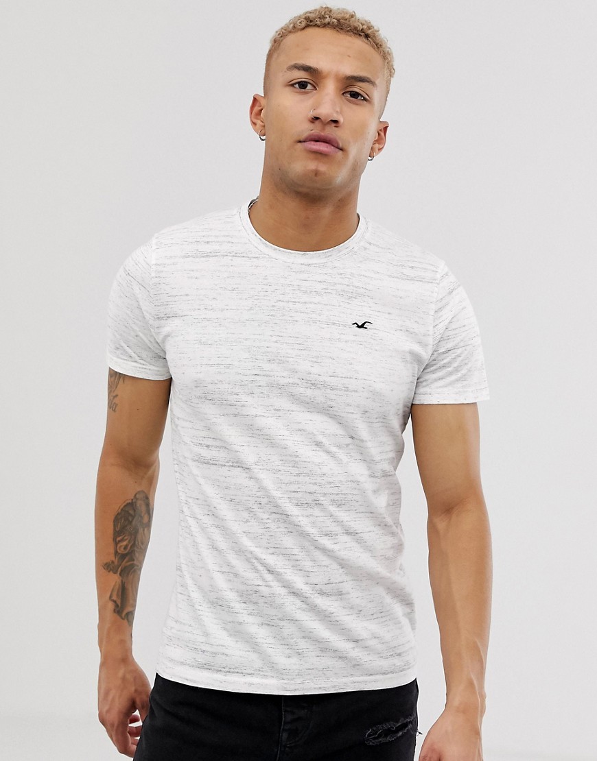 Hollister icon logo t-shirt in white marl