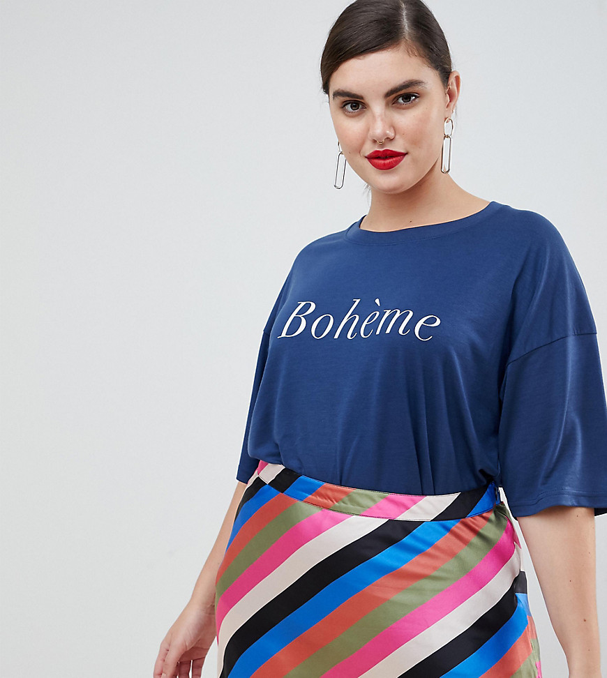 Neon Rose Plus relaxed t-shirt with boheme print