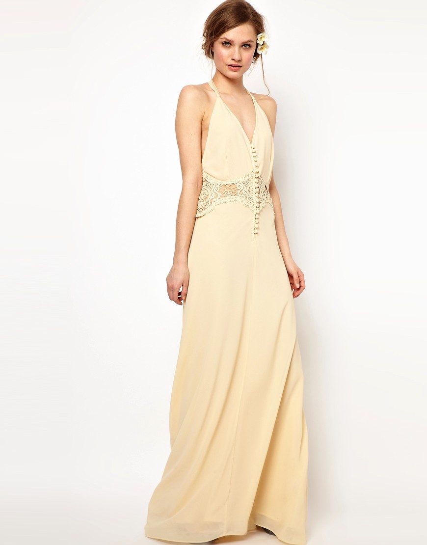 Jarlo | Jarlo Maxi Dress with Lace Inserts and Button Detail at ASOS