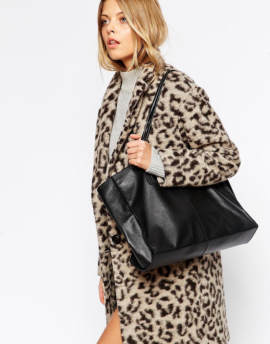 ASOS | ASOS Unlined Leather Shopper Bag With Skinny Straps at ASOS