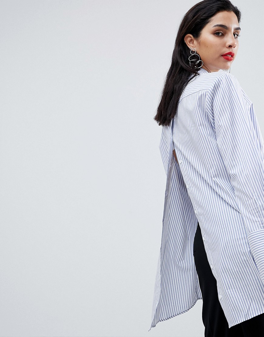 Sisley Oversized Open Back Stripe Shirt - Multi