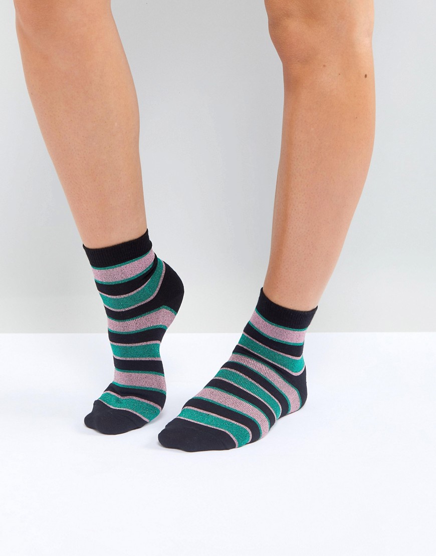 ASOS Glitter Stripe Ankle Socks - Multi