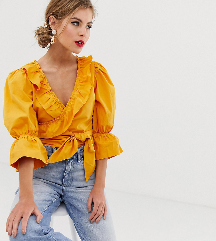 Dusty Daze wrap top with frill detail
