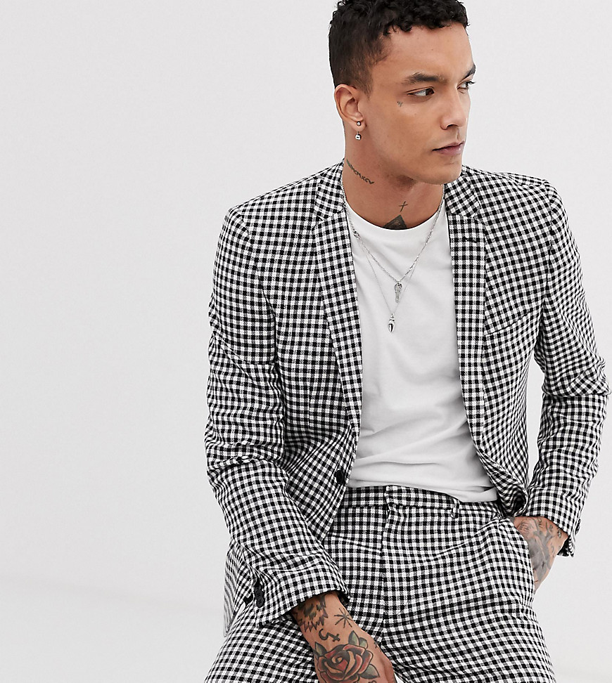 Heart & Dagger skinny fit suit jacket in gingham