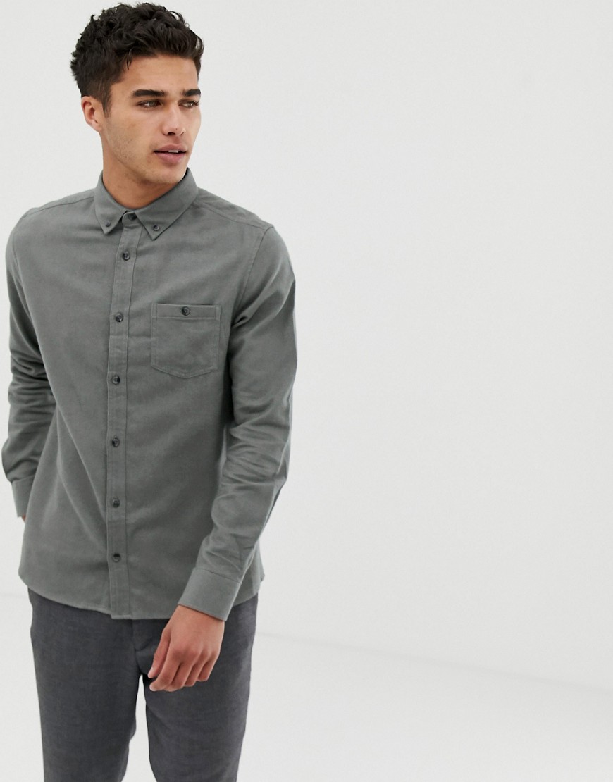 Burton Menswear brushed twill shirt in light grey