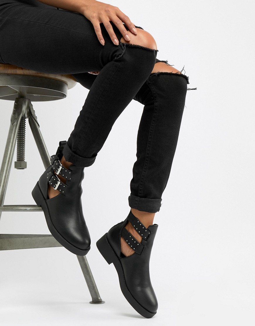 Asos Design Ark Chunky Cut Out Boots-black