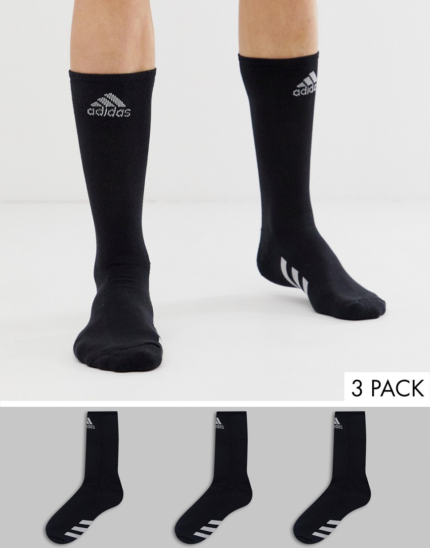 adidas Golf 3 pack crew socks in black