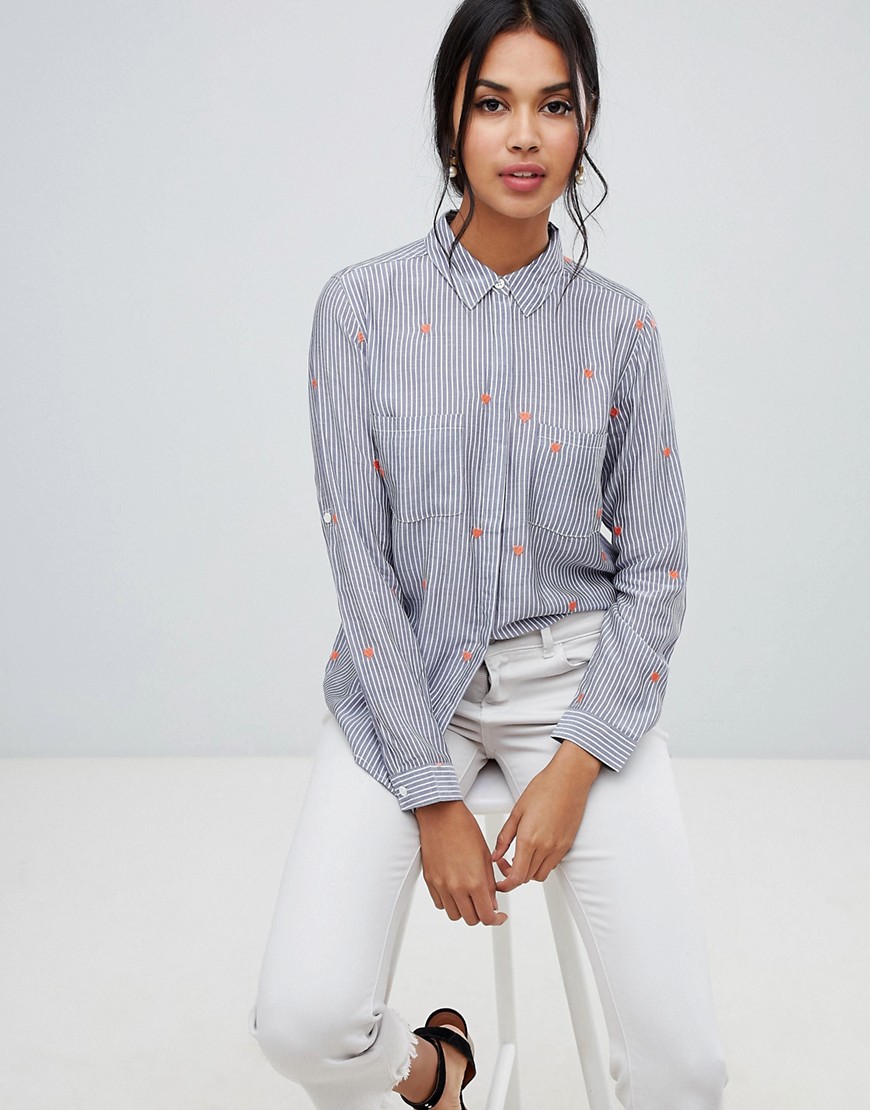 Oasis shirt in heart and stripe print
