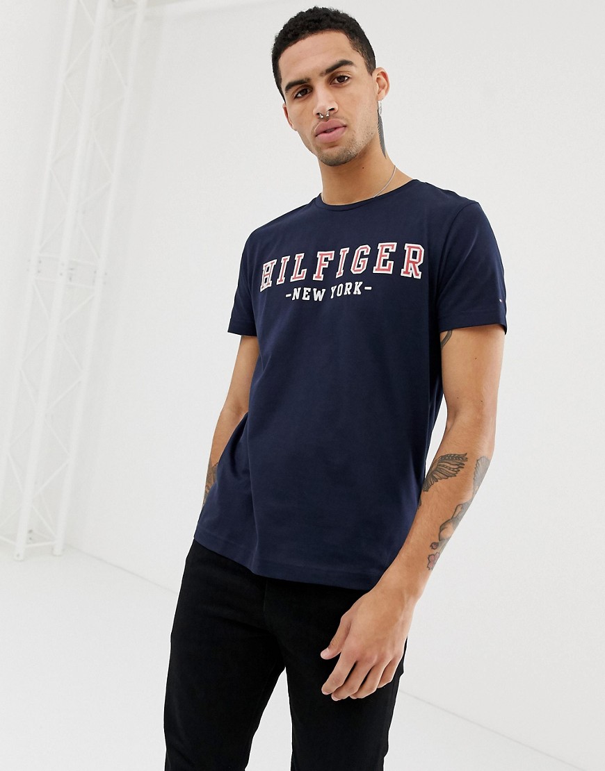 Tommy Hilfiger chest outline logo t-shirt in navy