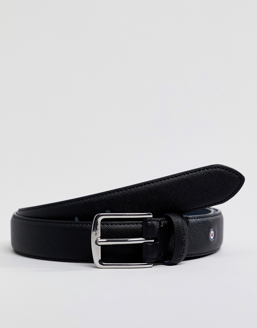 Ben Sherman saffiano leather belt in black