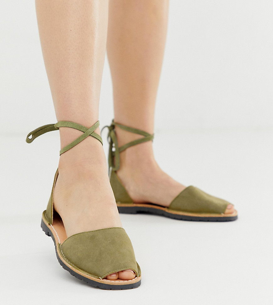 Solillas Exclusive khaki suede ankle tie menorcan sandals