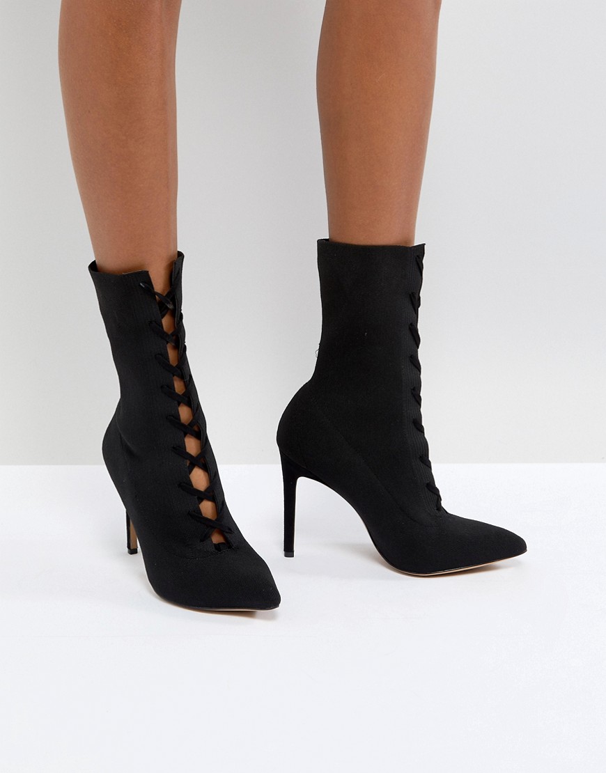 ALDO Miassa Pull On Sock Boot with Lace Detail - Black