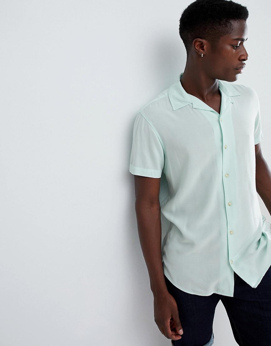 Produkt Revere Collar Short Sleeve Summer Shirt - Moonlight jade