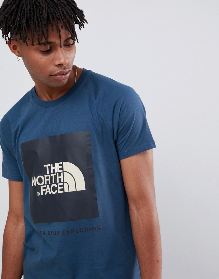 The North Face Raglan Red Box T-Shirt in Blue - Blue