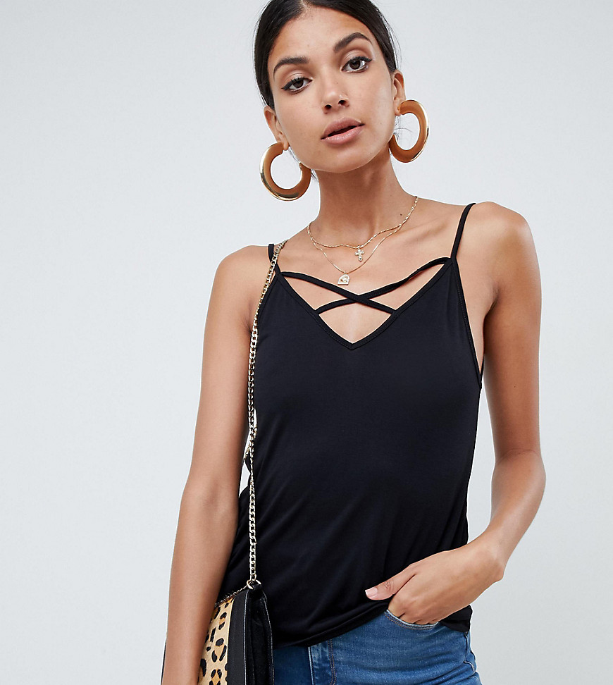ASOS DESIGN Tall cami with caging detail in black