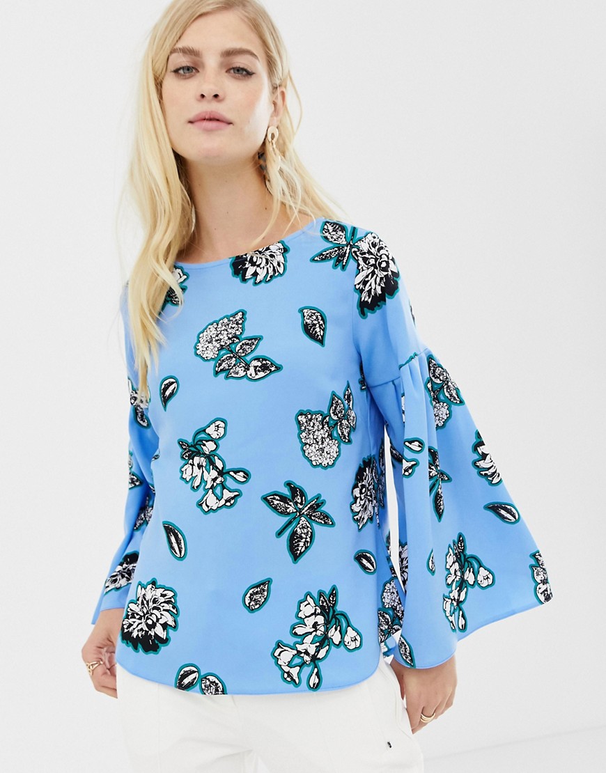 Closet Floral Wide Bell Sleeve Top