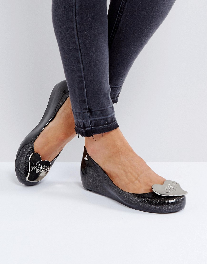 Черные блестящие туфли на плоской подошве Vivienne Westwood For Meliss Vivienne Westwood For Melissa 