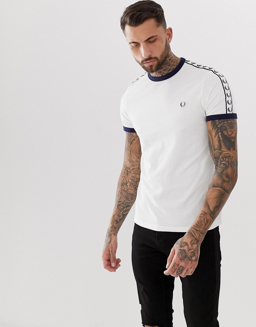 Fred Perry Sports Authentic taped ringer t-shirt in white