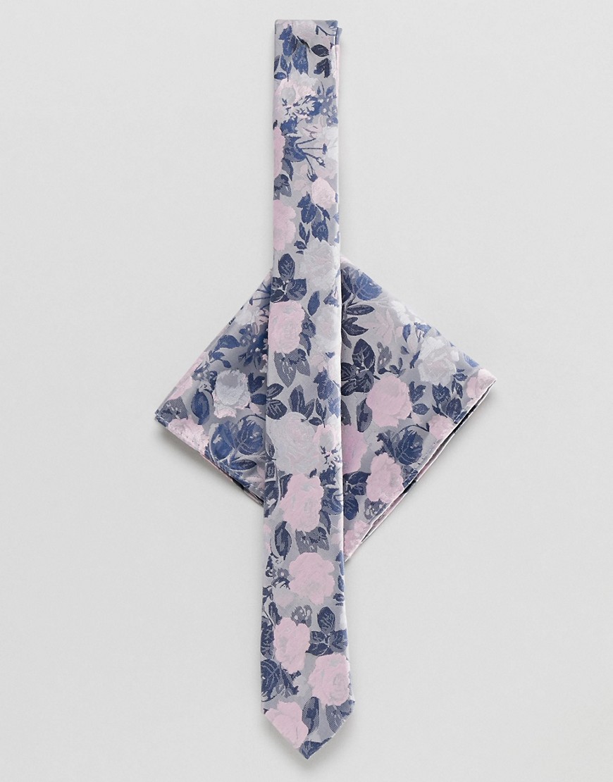 Галстук и платок для нагрудного кармана с цветочным принтом ASOS DESIG ASOS DESIGN 