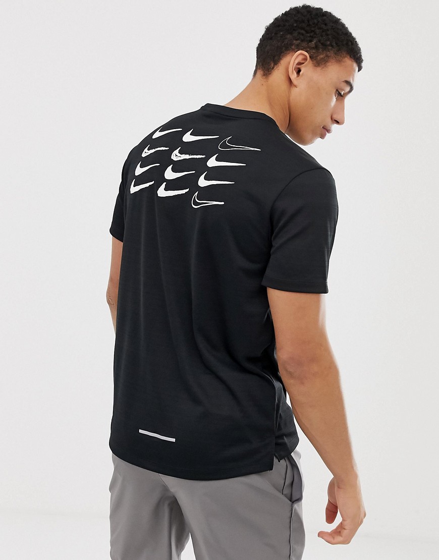 Nike Running dry miler t-shirt in black with back print