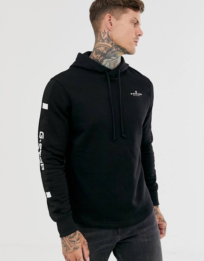 G-Star Shelo logo sleeve detail hoodie in black