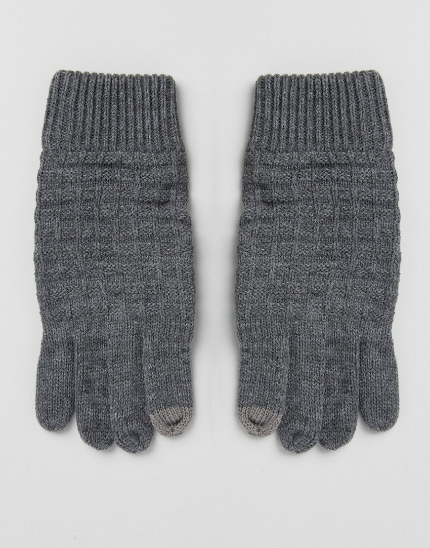 Серые перчатки с вафельной текстурой River Island - Серый 