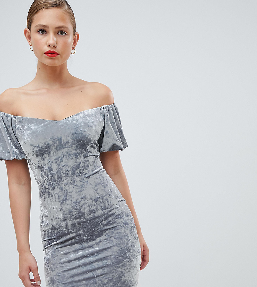New Look Crushed Velvet Bardot Bodycon Dress