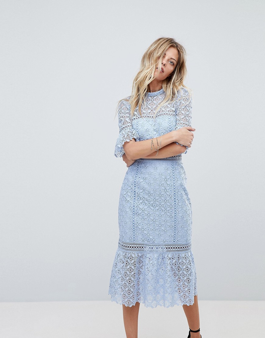 Forever New Tiered Dress With Fluted Sleeve - Powder blue