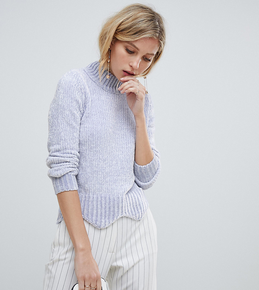 Oasis chenille jumper with scallop edge in lilac