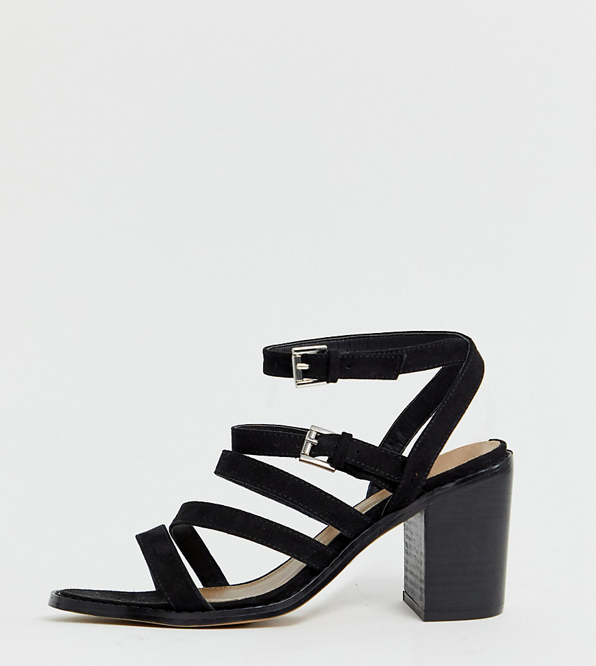 Asos Design Wide Fit Tycoon Heeled Sandals-black | ModeSens