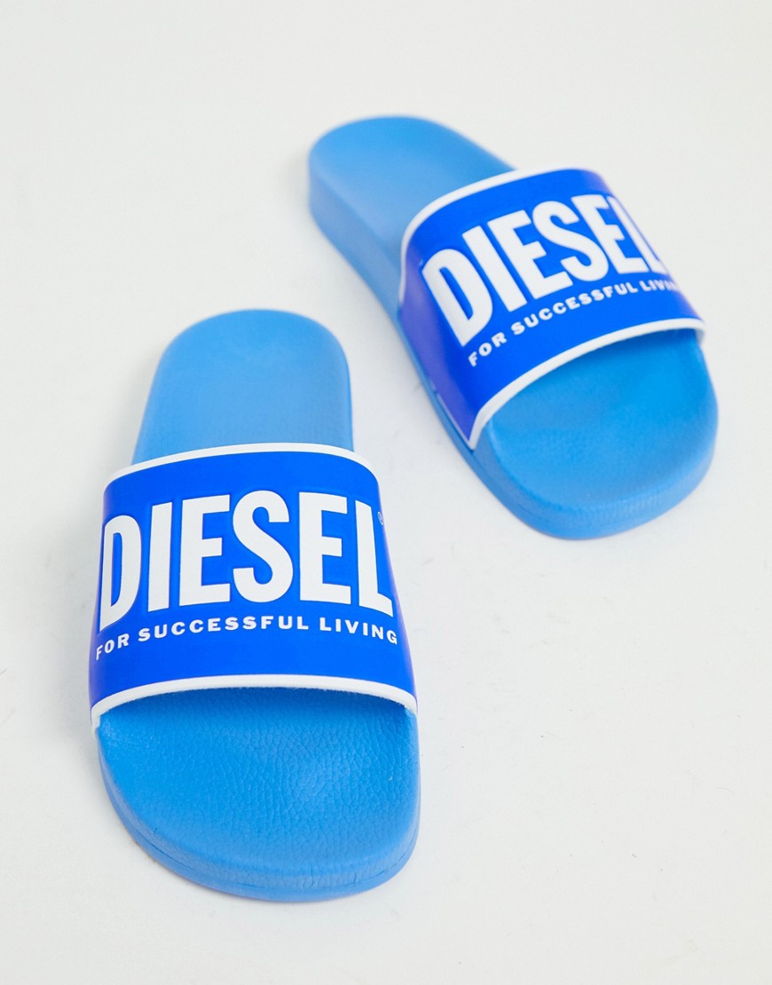 Diesel logo sliders in blue