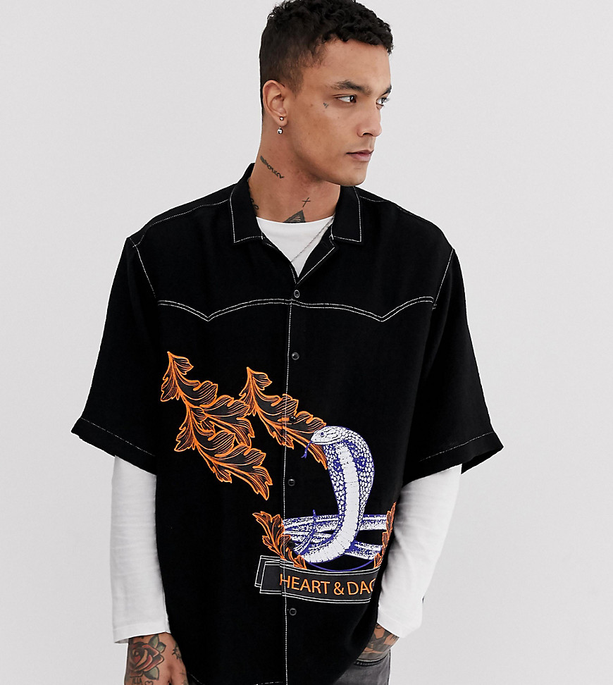Heart & Dagger oversized shirt with snake branded print