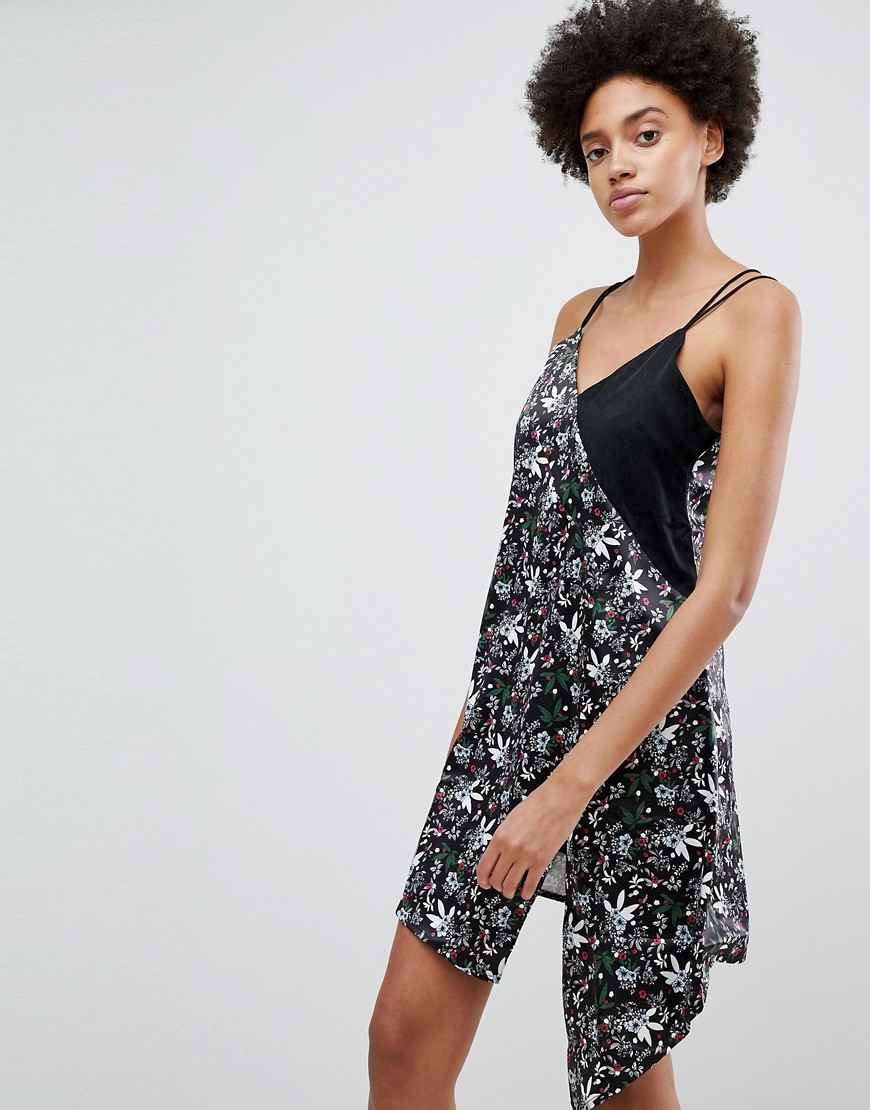 N12H CALL ME IN THE MORNING FLORAL CONTRAST SLIP DRESS - NAVY,D1703011
