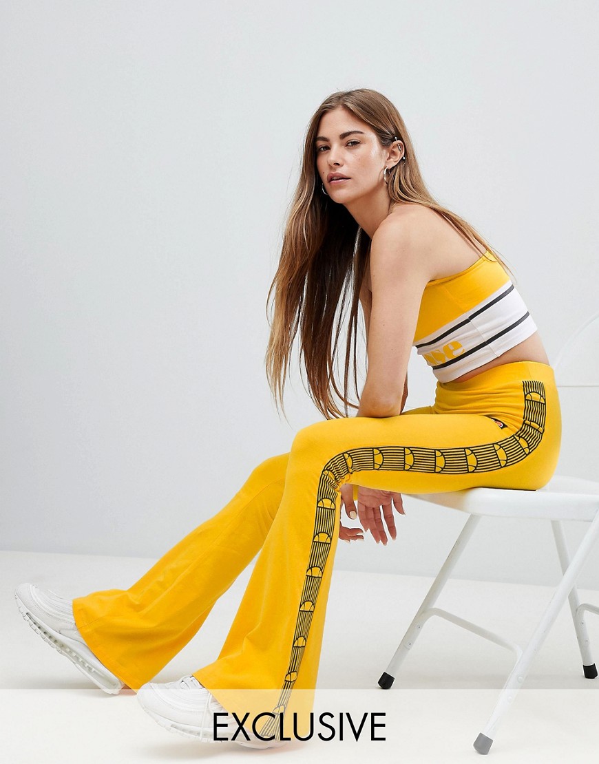 Ellesse Flared Joggers With Side Stripe Logo Taping Co-Ord - Yellow