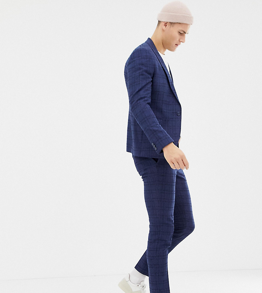 Noak skinny fit suit trousers in blue check