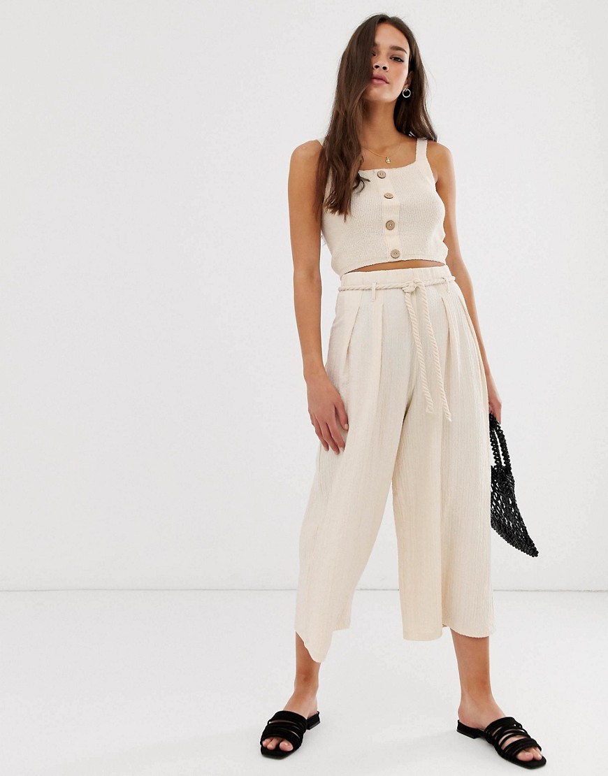 ASOS DESIGN textured culotte with rope belt