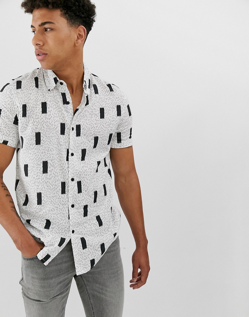 New Look shirt with abstract geo print in white