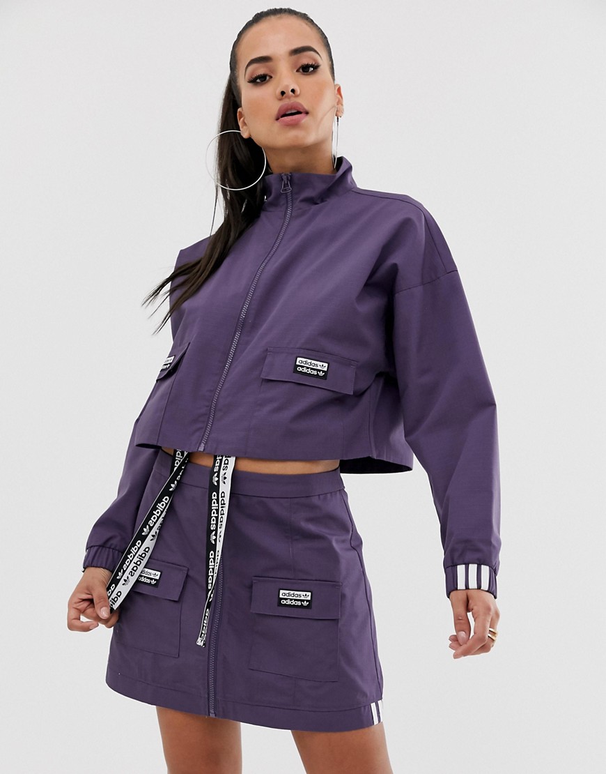 adidas Originals RYV patch pocket cropped jacket in purple