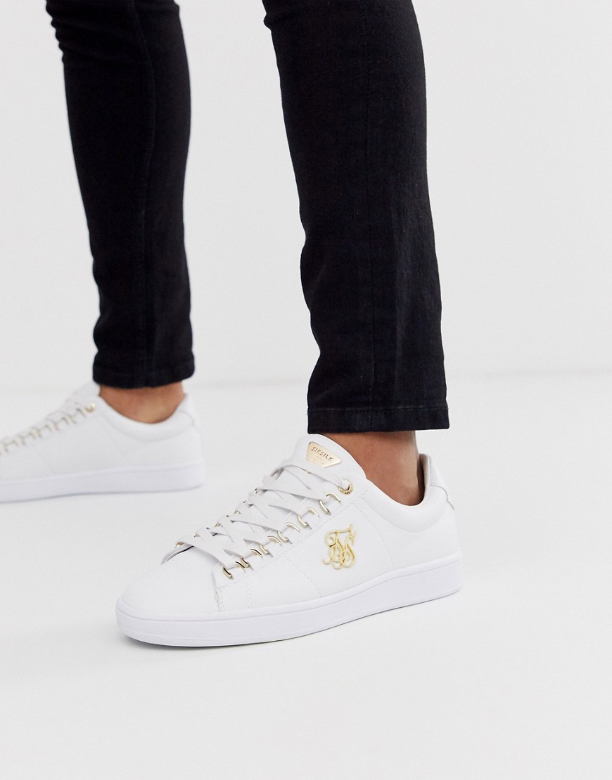 SikSilk trainers in white with gold logo