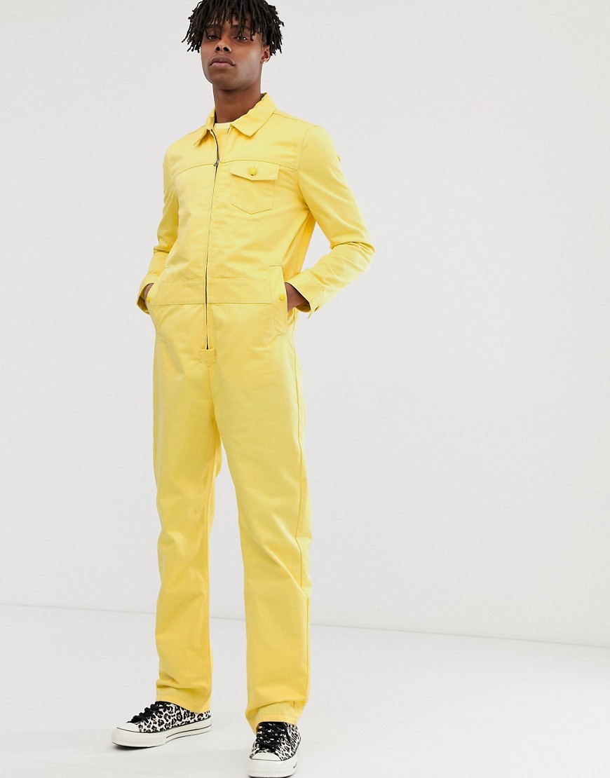M.C.Overalls Polycotton collared zip overall in yellow