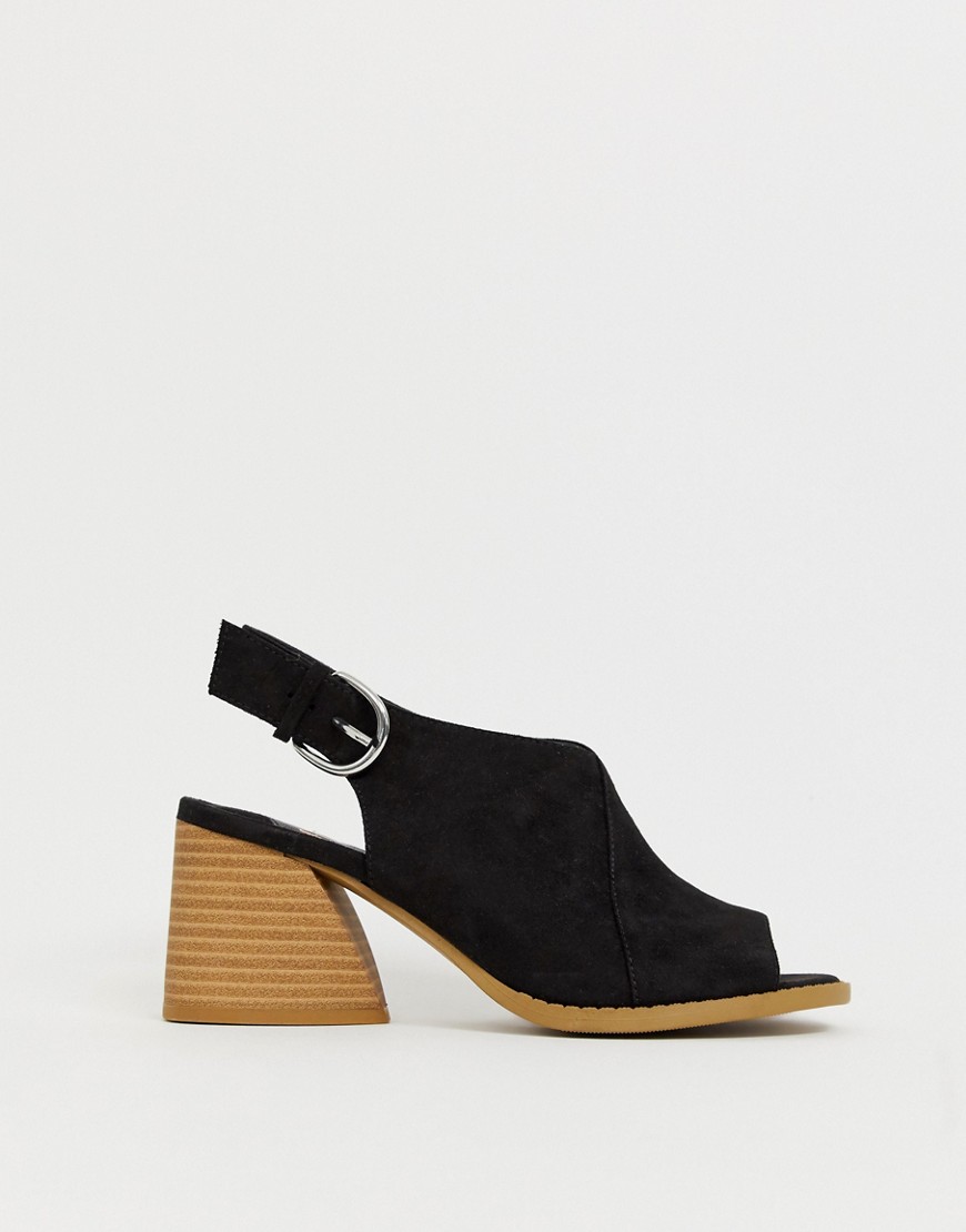 Faith Dani black casual block heeled sling back sandals