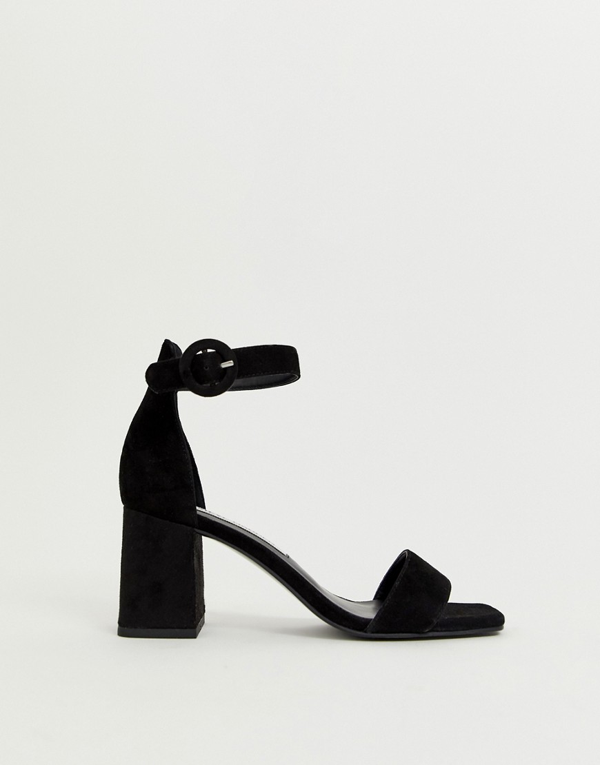 Steve Madden Ilena black suede mid heeled sandals with square toe