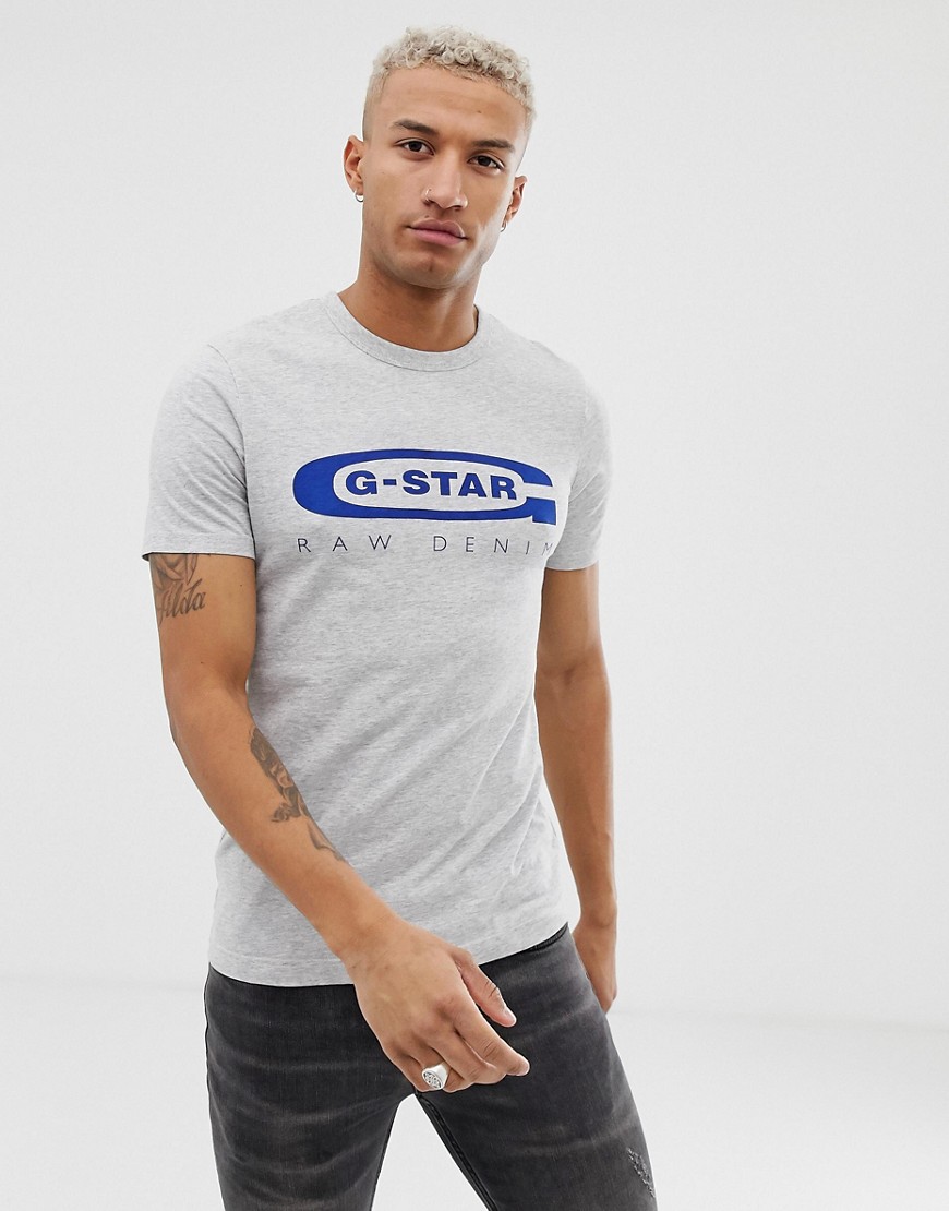 G-Star Graphic 4 chest logo slim fit organic cotton t-shirt in grey